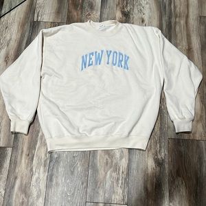 John Galt Off White New York Crew Neck Sweatshirt